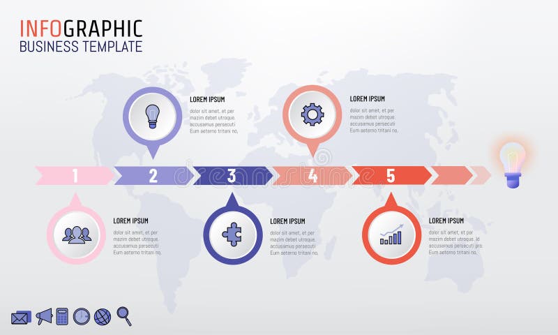 Trendy color company timeline infographic template design with 5 options. Vector illustration stock illustration Trendy color company timeline infographic template design with 5 options. Vector illustration stock illustration