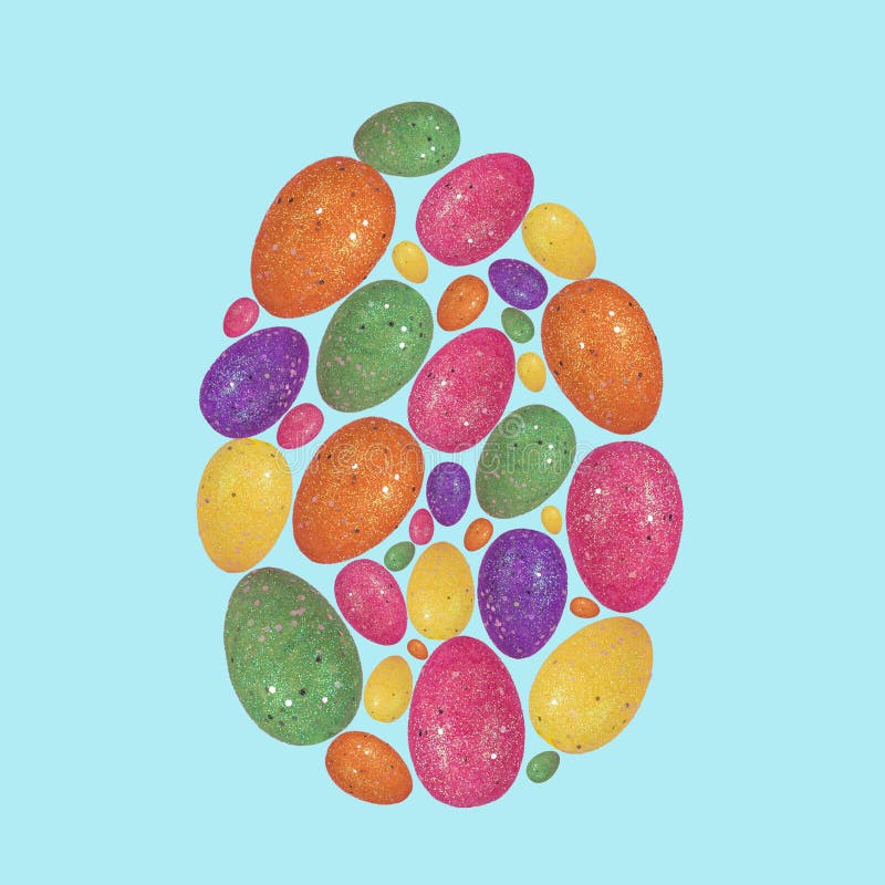 Trendy Easter egg made with colorful eggs on pastel pink background royalty free stock photos