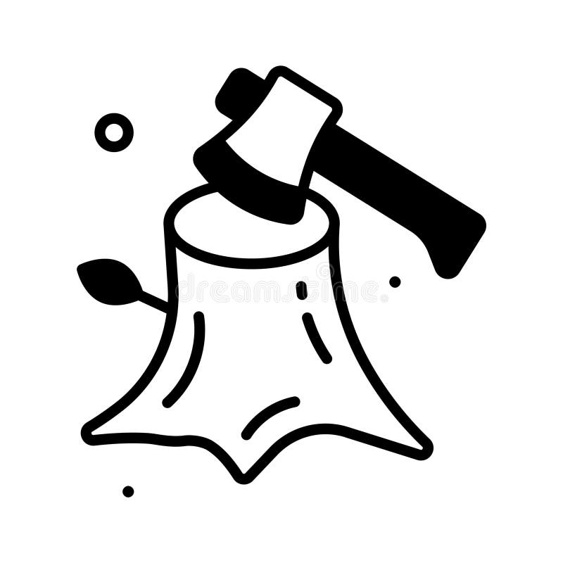 Trendy glyph style icon of deforestation, forest destruction, ecological imbalance. Biodiversity loss icon vectors