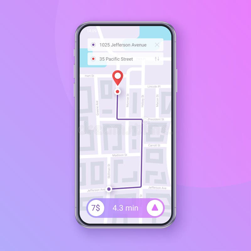 Trendy Infographic of city Map Navigation. Mobile App Interface concept design. EPS 10 royalty free illustration