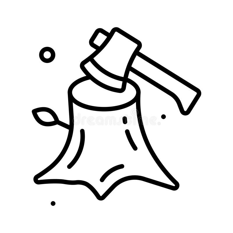 Trendy line style icon of deforestation, forest destruction, ecological imbalance. Biodiversity loss icon vectors