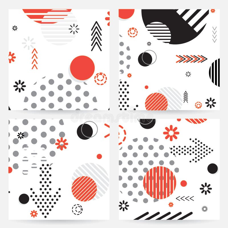 Trendy Memphis style geometric pattern stock illustration