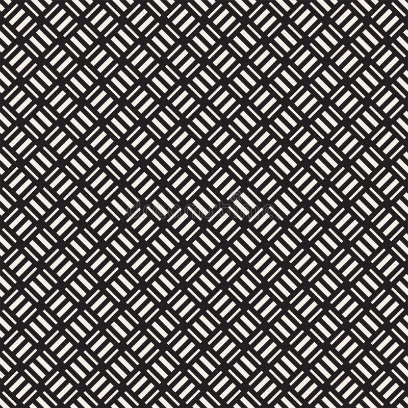 Trendy twill weave Lattice. Abstract Geometric Background Design. Vector Seamless Black and White Pattern.