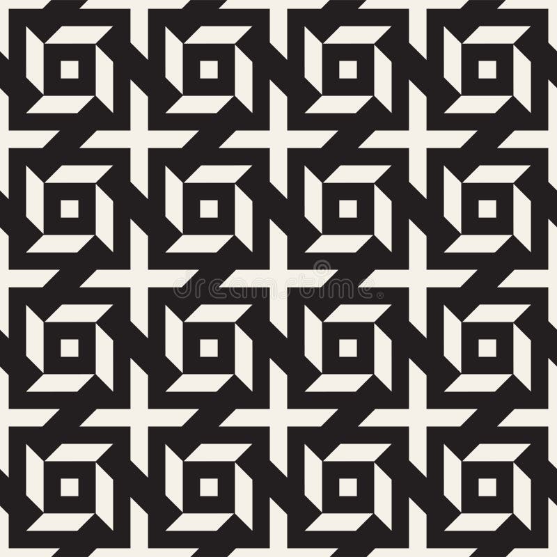 Trendy twill weave Lattice. Abstract Geometric Background Design. Vector Seamless Black and White Pattern.