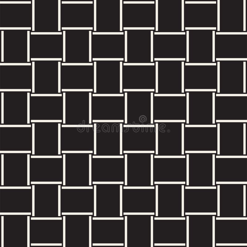 Trendy twill weave Lattice. Abstract Geometric Background Design. Vector Seamless Black and White Pattern.