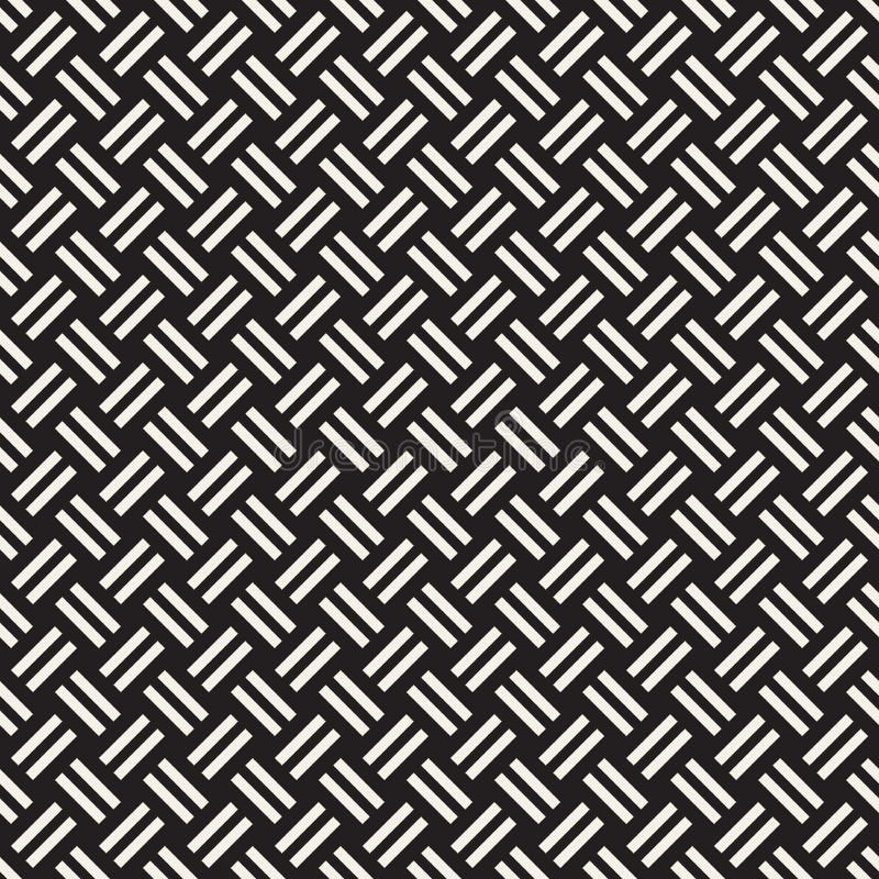 Trendy twill weave Lattice. Abstract Geometric Background Design. Vector Seamless Black and White Pattern.