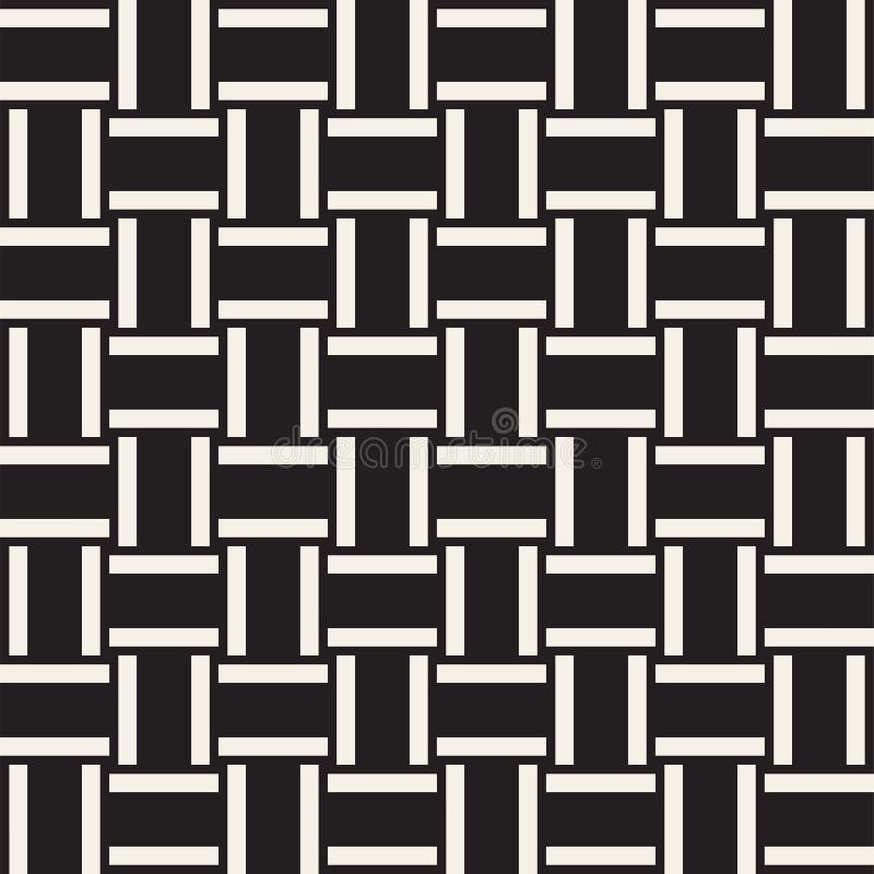 Trendy twill weave Lattice. Abstract Geometric Background Design. Vector Seamless Black and White Pattern.