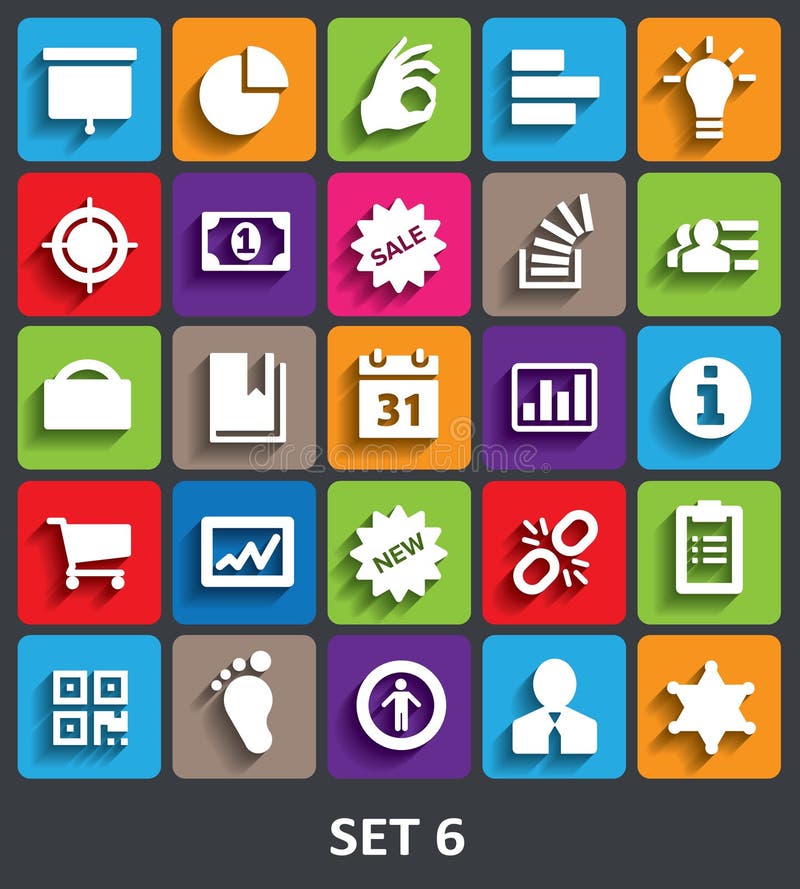 Trendy Vector Icons With Shadow. royalty free illustration