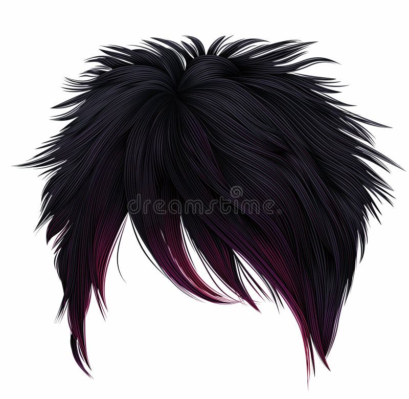 Trendy Woman Short Hairs Black Pink Colors . Long Fringe . Fashion Style .  Emo Japanese . Stock Vector - Illustration of pink, haircutter: 82838656