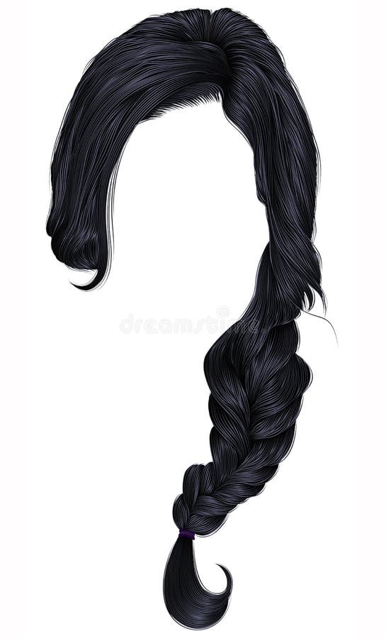 Trendy women hairs brunette black colour . plait . fashion beau