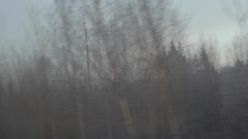 Treno invernale, vista dal finestrino ad alta velocità