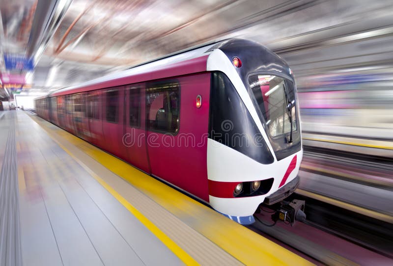 Treno veloce nel movimento, Kuala Lumpur di LRT