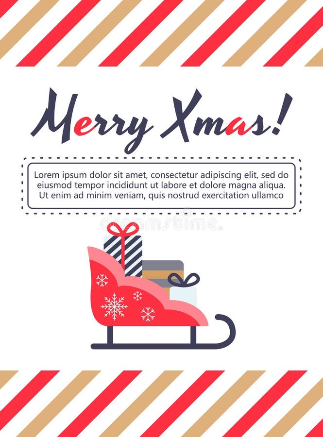 Trenó de Santa, cartão de presentes ilustração royalty free Trenó de Santa, cartão de presentes ilustração royalty free