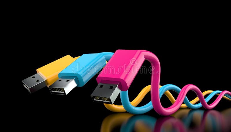 Tres Cables Coloreados Del USB En Fondo Negro Stock de ilustración - Ilustración de oscuro, colorido: 123190977 Tres Cables Coloreados Del USB En Fondo Negro Stock de ilustración - Ilustración de oscuro, colorido: 123190977