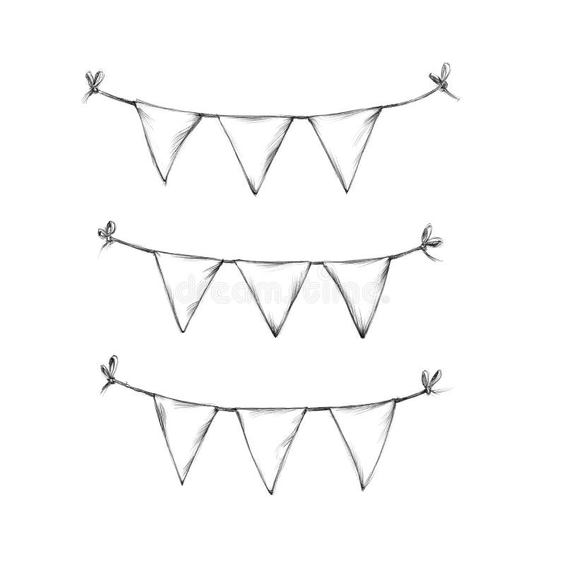 Tres cadenas cortas del banderín ilustración del vector Tres cadenas cortas del banderín ilustración del vector