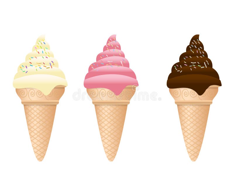 Tres conos de helado deliciosos ilustración del vector Tres conos de helado deliciosos ilustración del vector