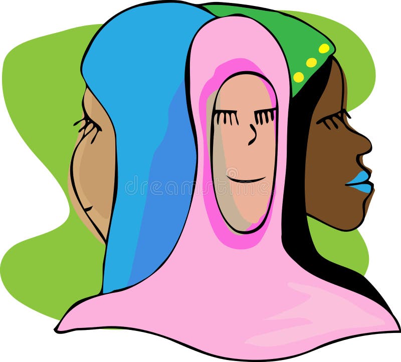 Tres mujeres musulmanes serenas en la meditación stock de ilustración Tres mujeres musulmanes serenas en la meditación stock de ilustración
