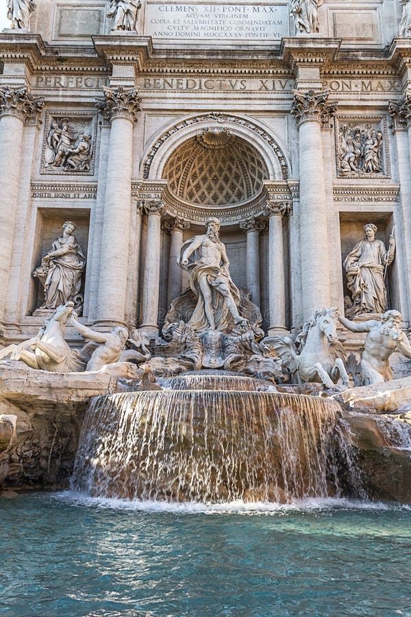 Famous landmark fountain di Trevi close up front view of facade stock photo Famous landmark fountain di Trevi close up front view of facade stock photo