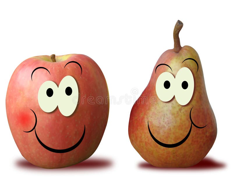 Apple and pear with a nice face. Apple and pear with a nice face