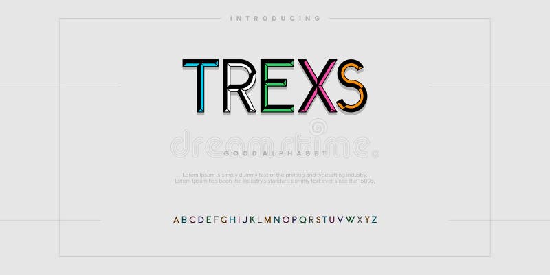 Trexs Modern minimal abstract alphabet fonts vector illustration royalty free illustration
