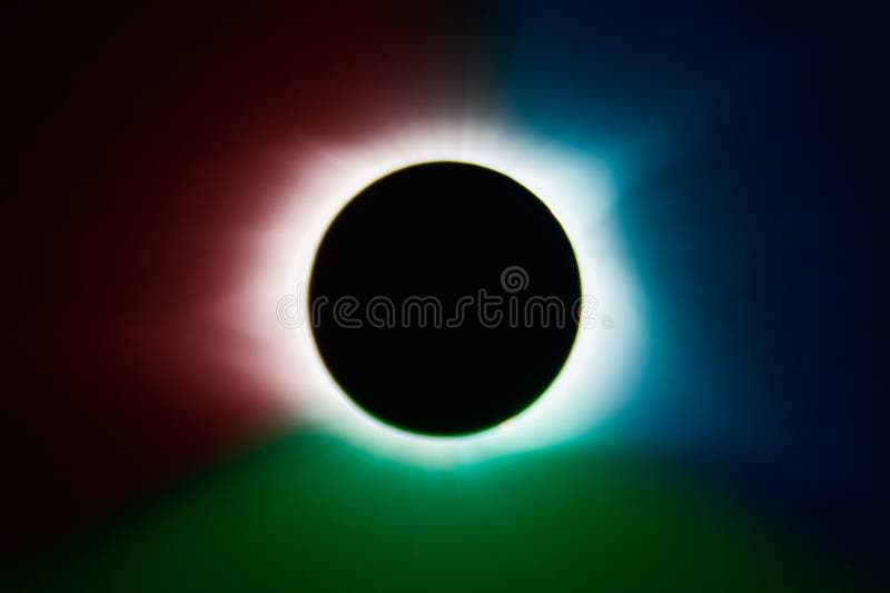 TriColor Total Solar Eclipse with Radiant Corona, Celestial Event