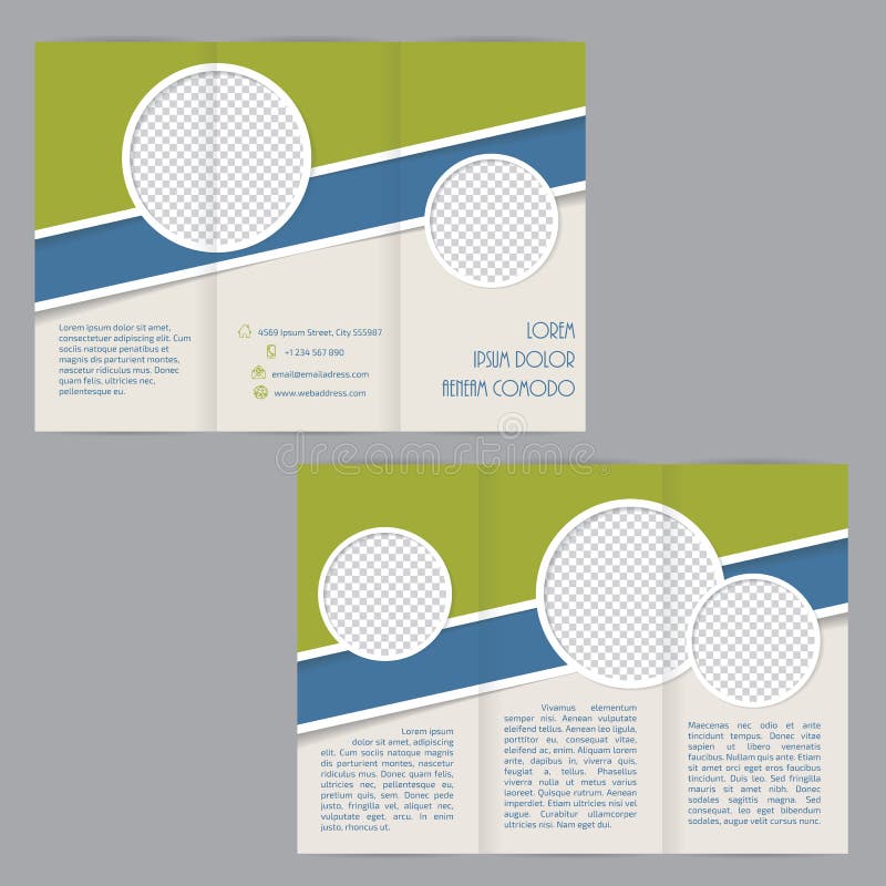 Tri-fold brochure template design with flat elements royalty free illustration