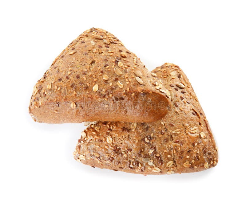 Baked Triangle Bread Isolated On White Background Stock Photo - Image