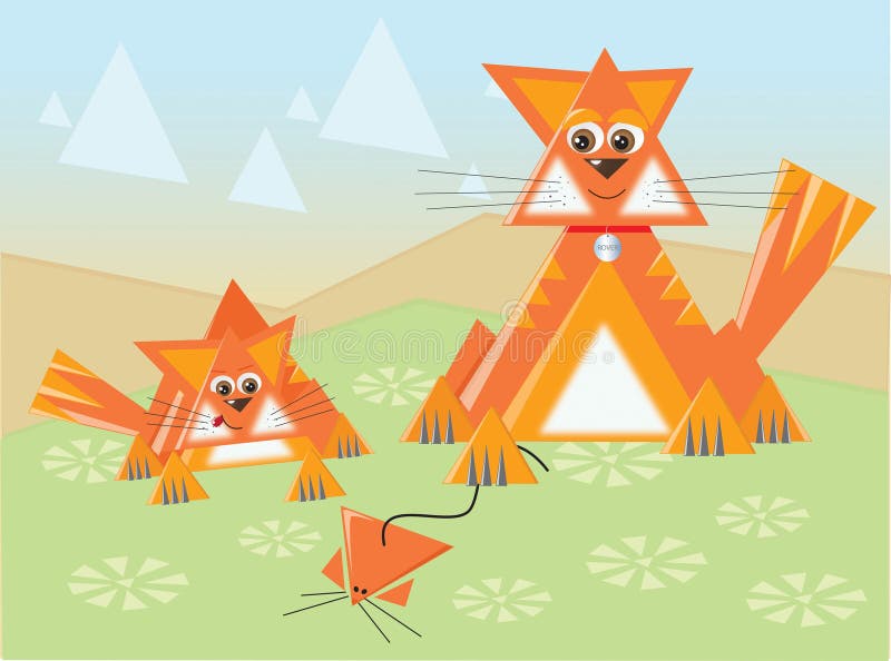 Triangle cats stock vector. Illustration of clouds, background 12194501