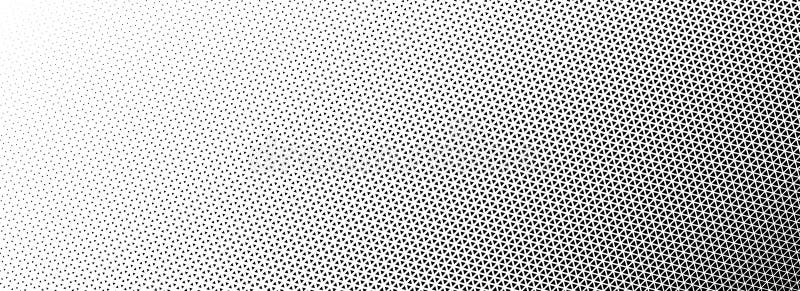 Triangle halftone gradient background. Geometric triangular tech pattern texture. Black abstract fading gradation stock illustration
