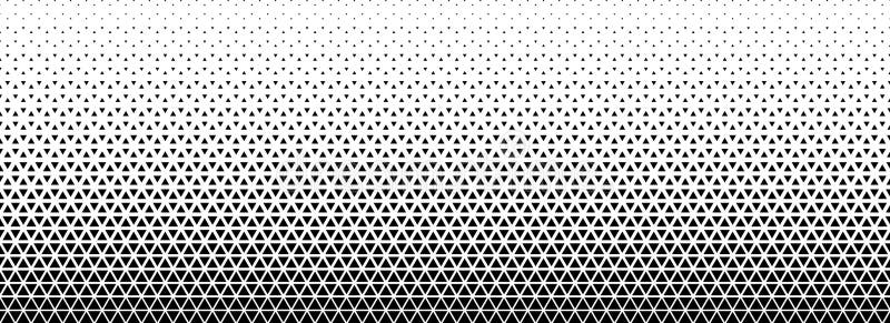 Triangle halftone gradient texture. Black geometric triangular tech pattern background. Abstract fading gradation stock illustration