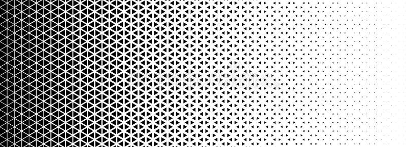 Triangle halftone gradient texture. Geometric triangular tech pattern background. Black abstract vanishing gradation royalty free illustration