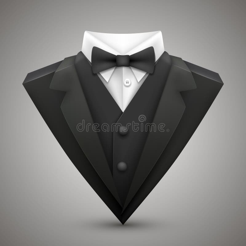 Black tuxedo with tie stock vector. Illustration of jacket - 28511291