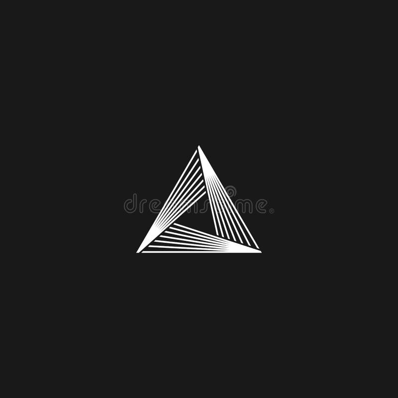 Triangle Logo Creative 3d Portal Shape Black and White Metallic