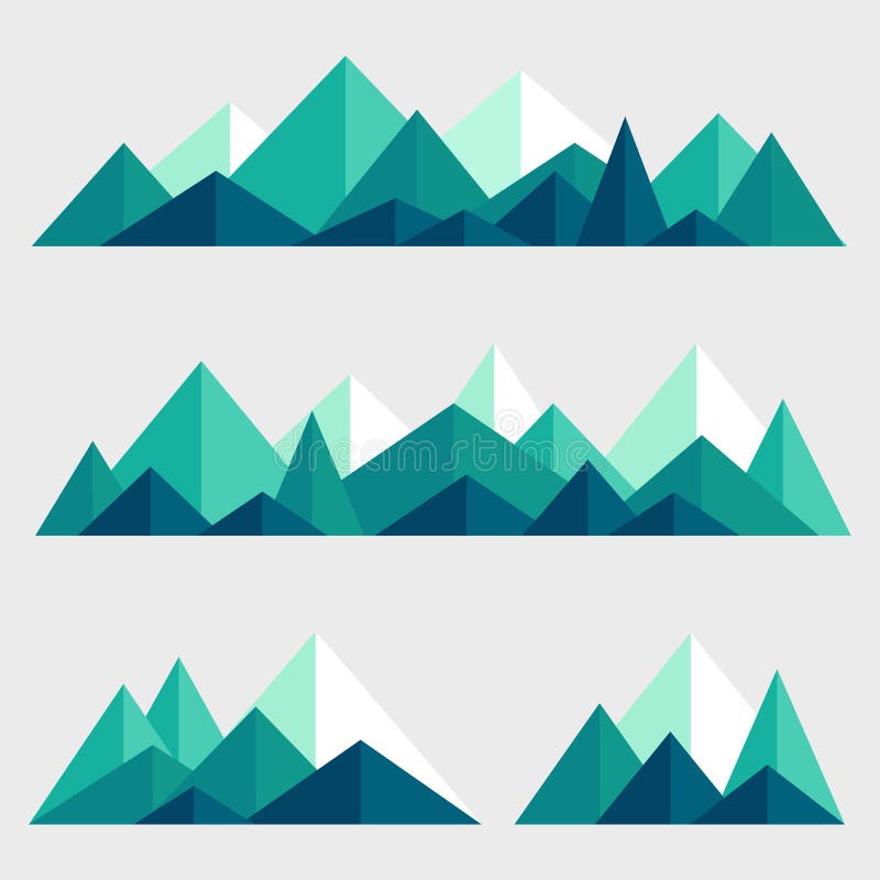 Set of Polygonal Mountain Ridges Stock Vector - Illustration of icon ...