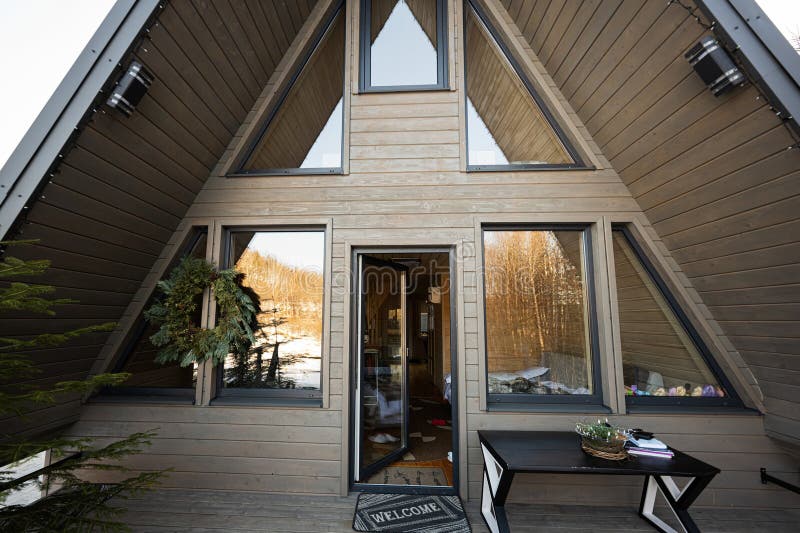 Triangle Off Grid Tiny House in the Mountains Stock Photo Image of