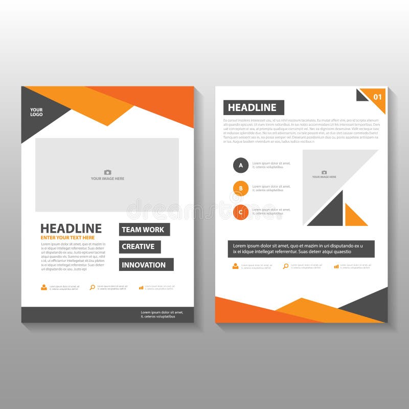 Triangle Orange black annual report Leaflet Brochure Flyer template design, book cover layout design