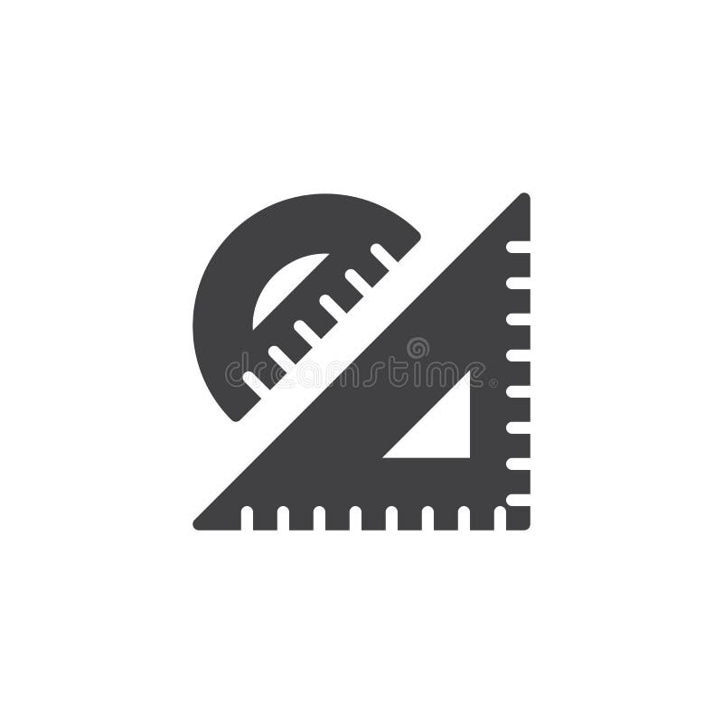 Triangle ruler and protractor vector icon stock illustration