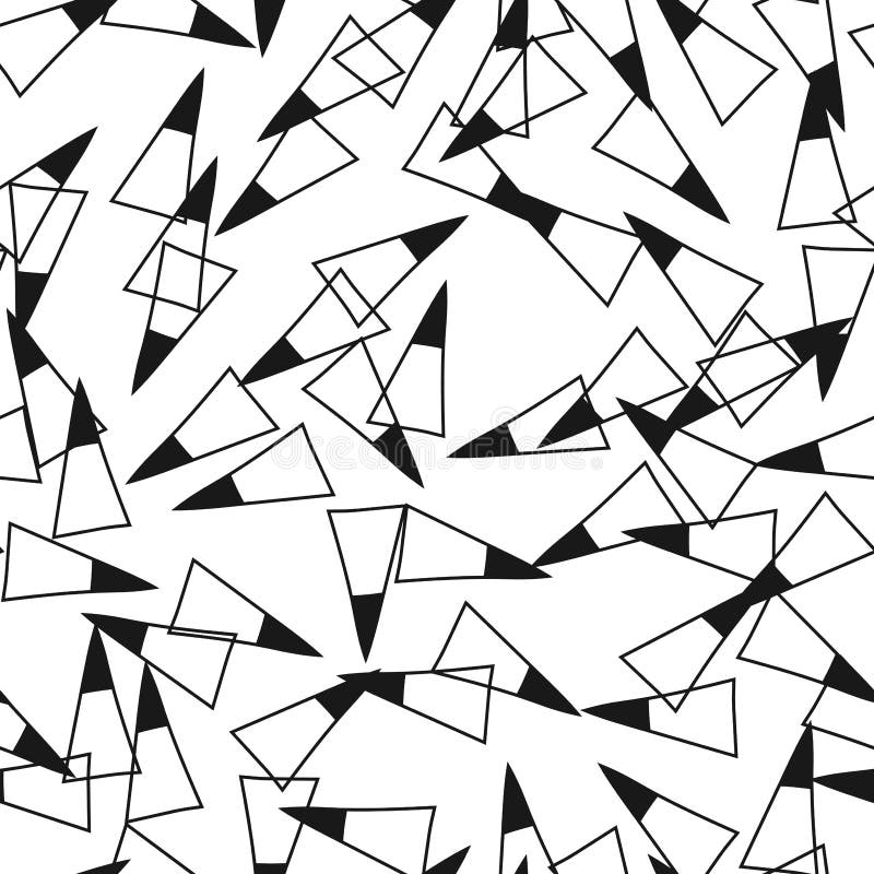 Triangles. Black and White Seamless Pattern. Geometric, Abstract