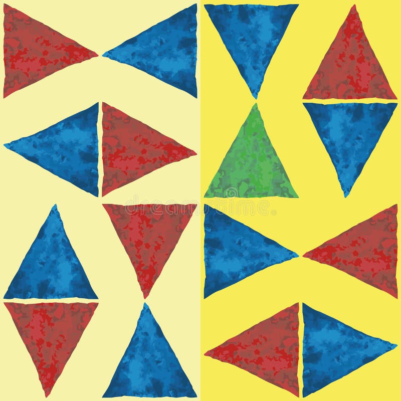 Triangles bleues, rouges et vertes d'aquarelle dans le dessin géométrique abstrait d'amusement Modèle sans couture de vecteur sur illustration stock Triangles bleues, rouges et vertes d'aquarelle dans le dessin géométrique abstrait d'amusement Modèle sans couture de vecteur sur illustration stock