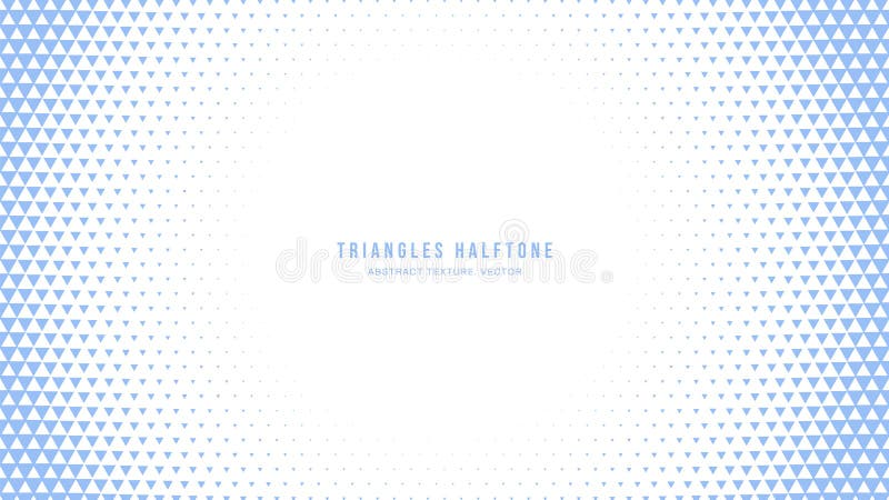 Triangles Halftone Geometric Pattern Vector Rounded Border White Blue Background stock illustration