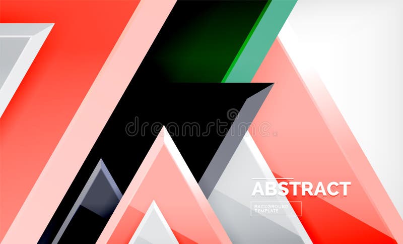 Triangles repetiton geometric abstract background, multicolored glossy triangular shapes, hi-tech poster cover design or stock illustration