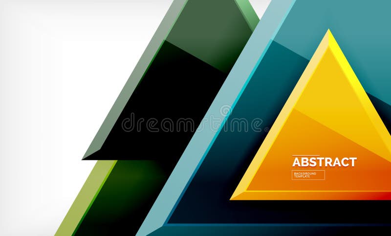 Triangles repetiton geometric abstract background, multicolored glossy triangular shapes, hi-tech poster cover design or stock illustration