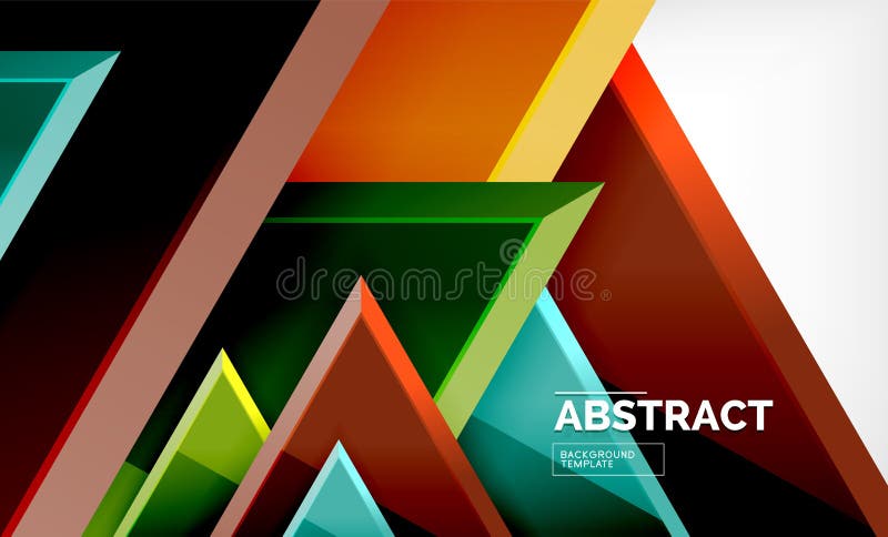 Triangles repetiton geometric abstract background, multicolored glossy triangular shapes, hi-tech poster cover design or royalty free illustration