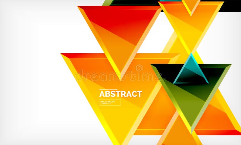 Triangles repetiton geometric abstract background, multicolored glossy triangular shapes, hi-tech poster cover design or stock illustration