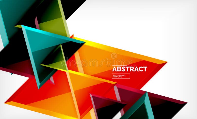 Triangles repetiton geometric abstract background, multicolored glossy triangular shapes, hi-tech poster cover design or royalty free illustration