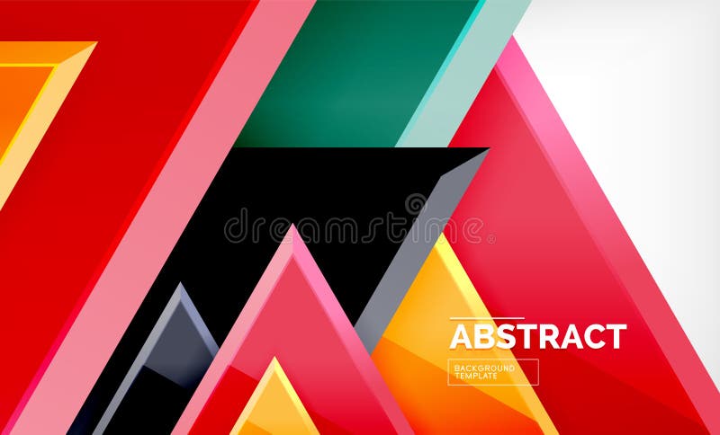 Triangles repetiton geometric abstract background, multicolored glossy triangular shapes, hi-tech poster cover design or royalty free illustration