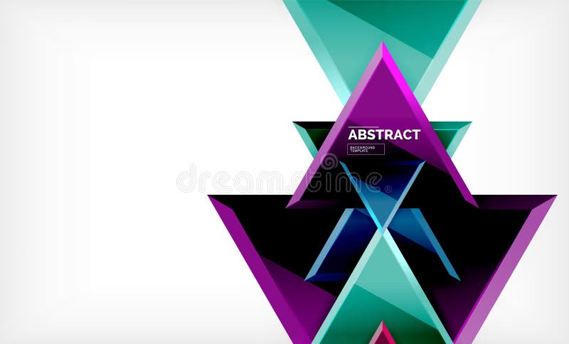 Triangles repetiton geometric abstract background, multicolored glossy triangular shapes, hi-tech poster cover design or vector illustration