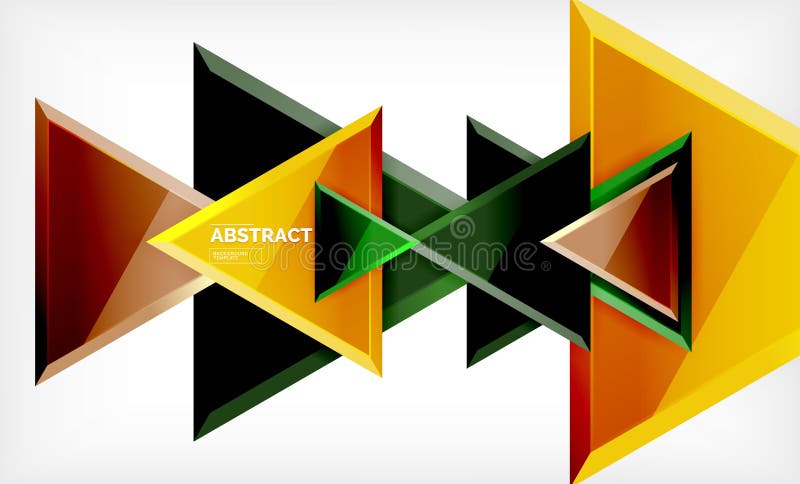 Triangles repetiton geometric abstract background, multicolored glossy triangular shapes, hi-tech poster cover design or stock illustration