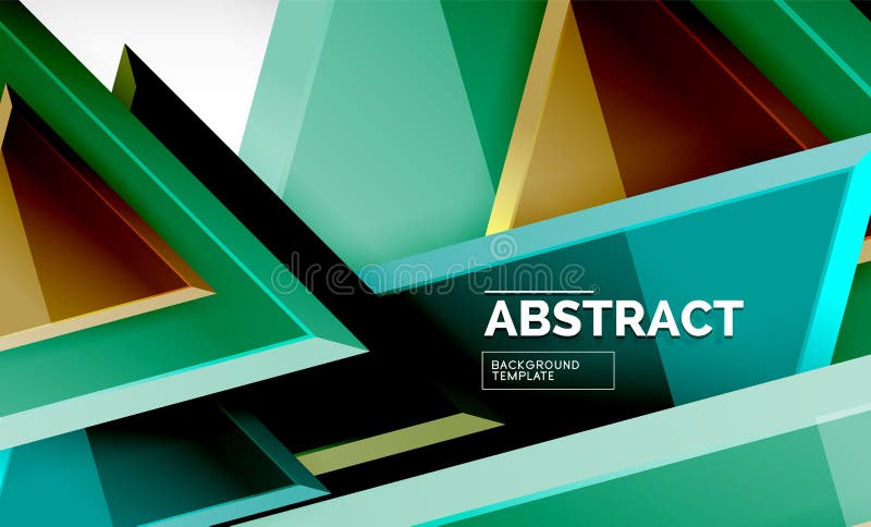 Triangles repetiton geometric abstract background, multicolored glossy triangular shapes, hi-tech poster cover design or stock illustration