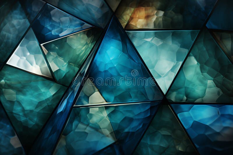 Triangular abstraction in hues of deep blue, green, white, and vivid cyan royalty free illustration